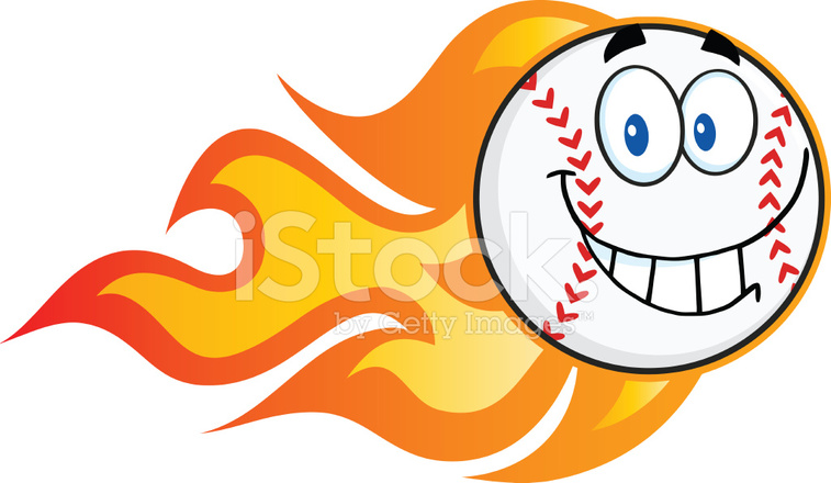 757x440 Cartoon Gradient Baseball Ball With Flames Mascot Stock Vector