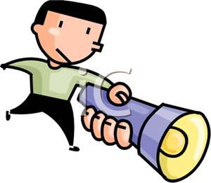 300x261 Free Clipart Image A Man Holding A Flashlight In His Hand