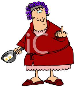 261x300 Colorful Cartoon Of A Woman In Rollers Holding A Skillet
