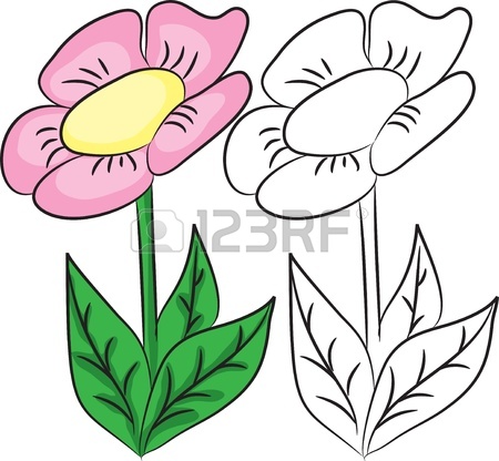 450x416 Coloring Book. Cartoon Flower Royalty Free Cliparts, Vectors,