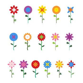 350x350 Flowers Clipart, Floral Clipart, Cartoon Flowers, Spring, Summer