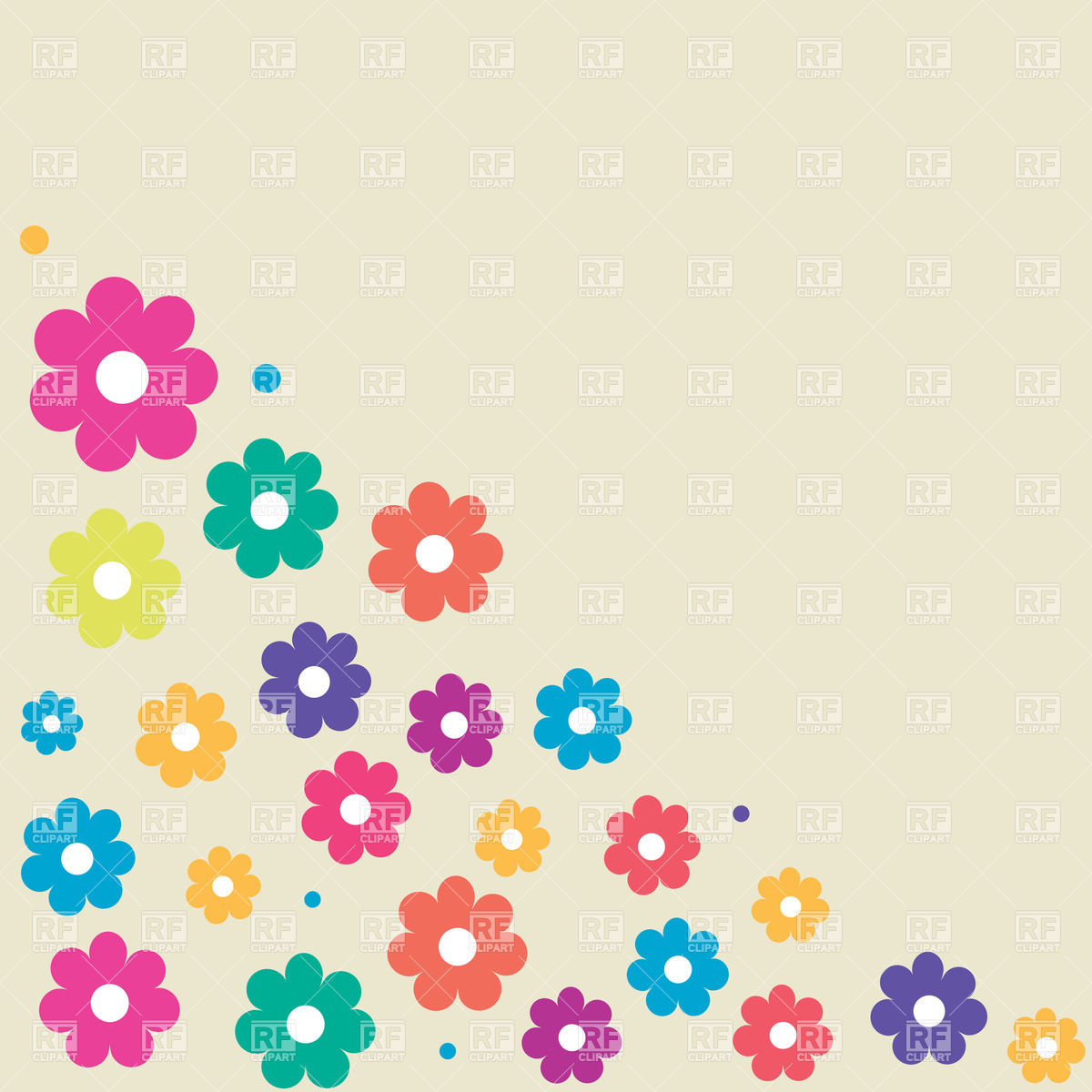 1200x1200 Floral Corner With Simple Cartoon Flowers Royalty Free Vector Clip