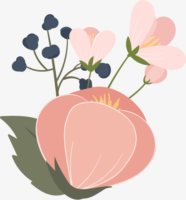 650x699 Hand Painted Pink Flowers, Fruit, Hand, Cartoon Flowers Png Image
