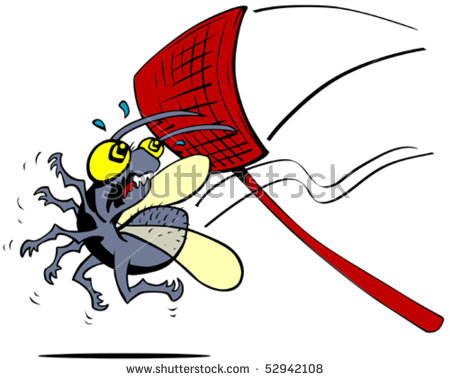 450x381 Cartoon Fly Swatter Cartoon Bug About Be Squashed Stock Vector