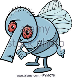300x321 Cartoon Illustration Of Funny Fly And Bug Spray Stock Photo