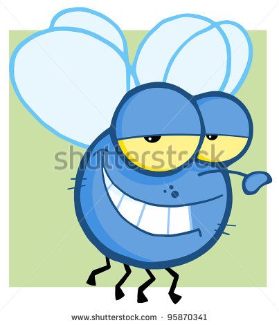 403x470 Blue Fly Cartoon Character.vector Illustration Animals Cartoon