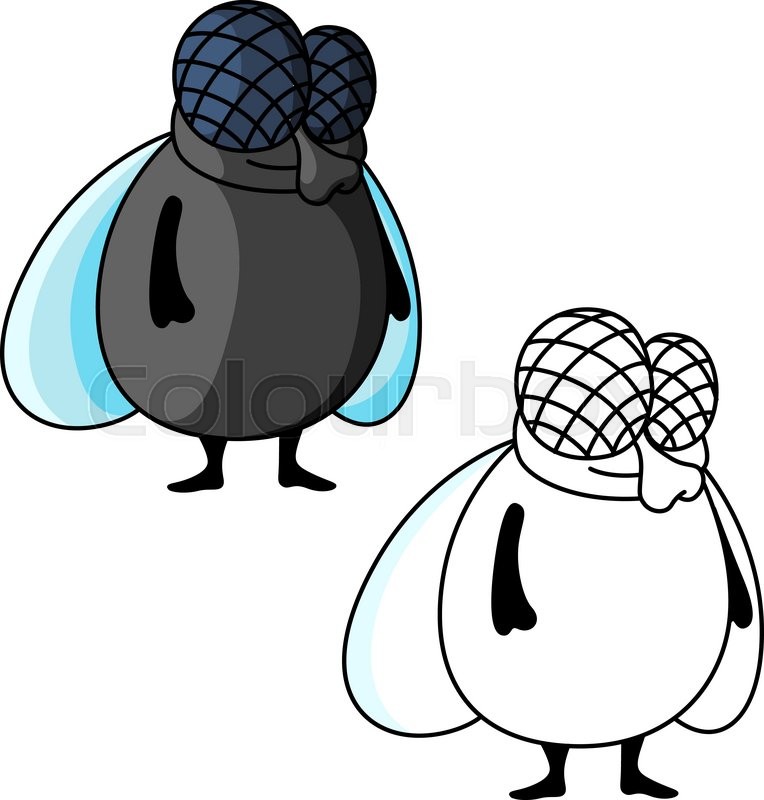 764x800 Funny Fat Fly Cartoon Character With Big Compound Eyes And Shy
