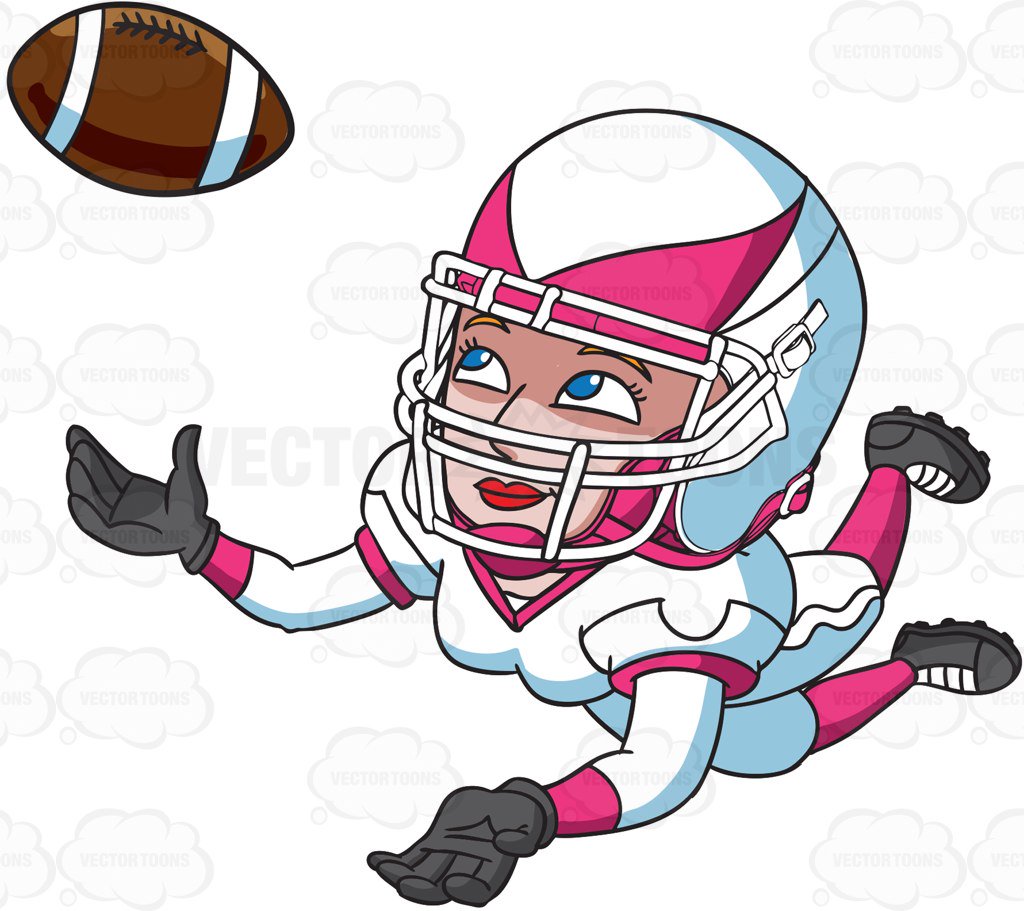 1024x911 A Female Football Player Catching The Ball Cartoon Clipart