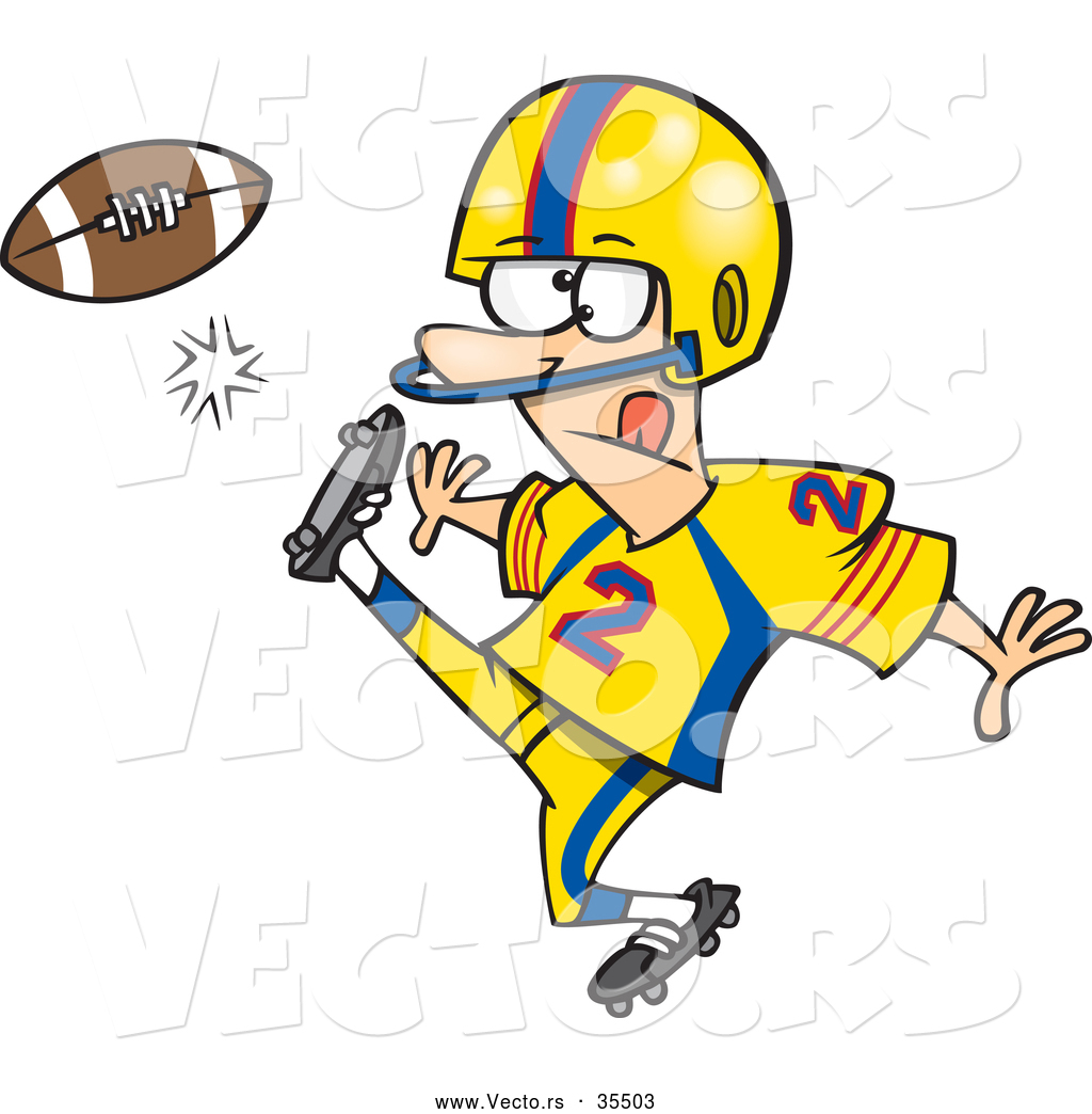 1024x1044 Vector Of A Cartoon Football Player Kicking The Ball By Toonaday