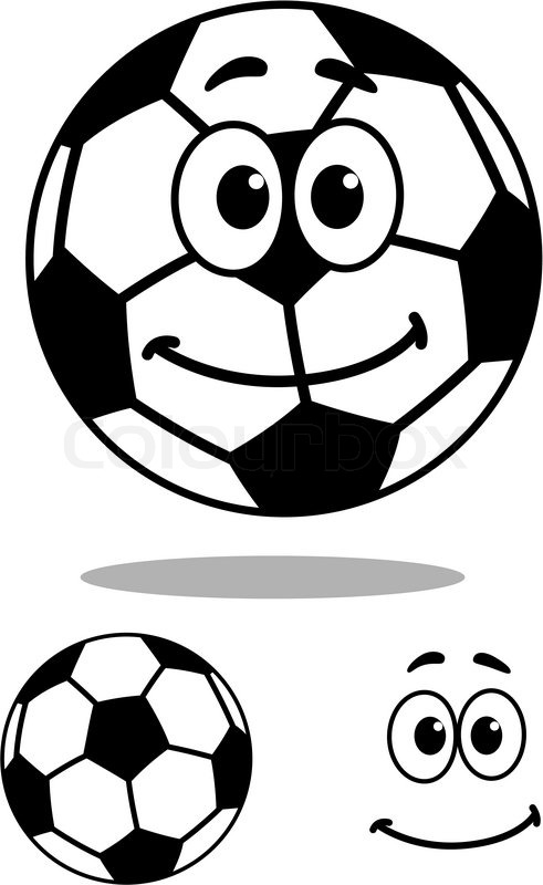 491x800 Smiling Black And White Vector Cartoon Football Or Soccer Ball