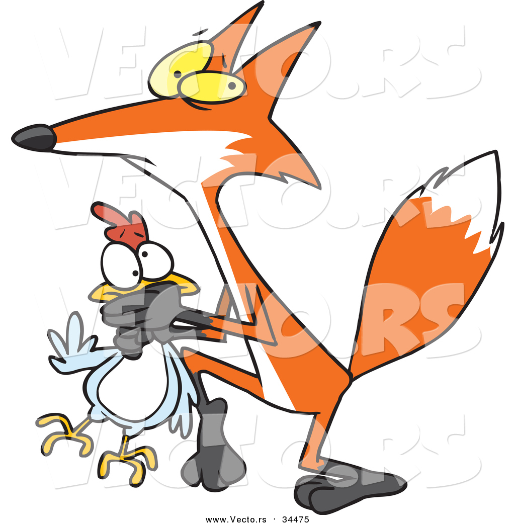 1024x1044 Vector Of A Cartoon Sneaky Fox Stealing A Chicken By Toonaday