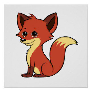 324x324 Cute Cartoon Foxes Posters Zazzle