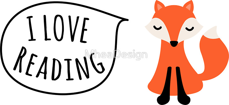 800x367 I Love Reading Sticker With Cute Cartoon Fox Stickers By
