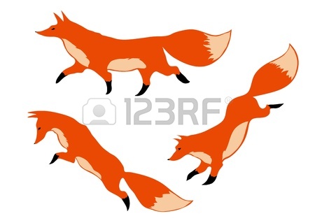 450x319 Set Of Cute Foxes. Vector Cartoon Fox Photo. Sitting With Hearts