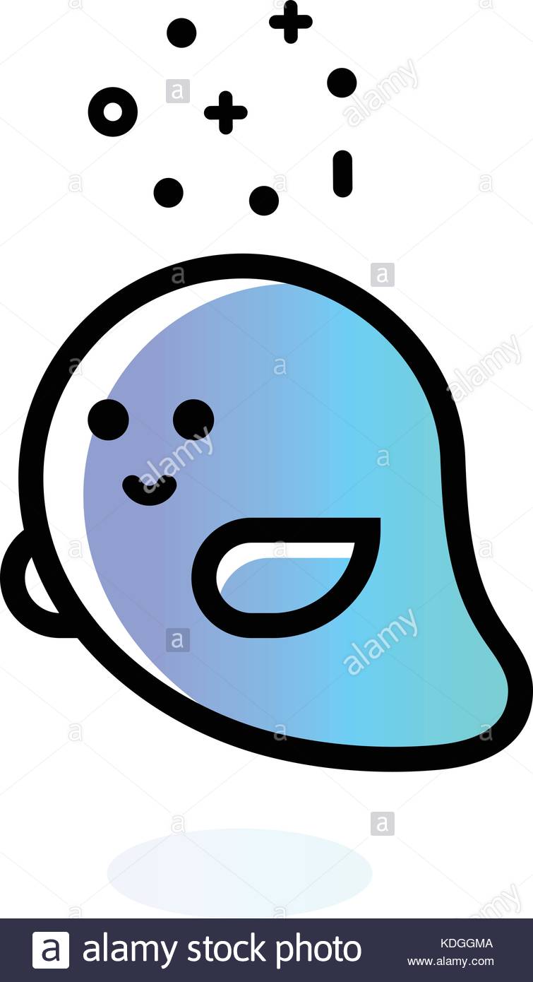 755x1390 Cute Cartoon Ghost, Friendly Smiley Spirit Face. Blue Baby Friend