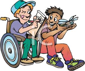 300x250 Of A Boy In A Wheelchair Drawing With A Friend