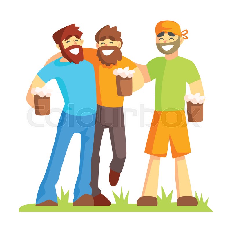 800x800 Three Friends With Bushy Beards Drinking Beer Outdoors, Part