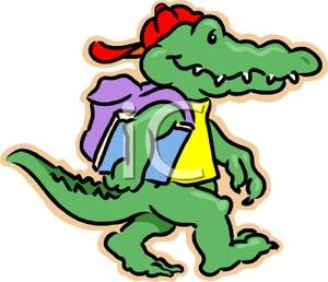 300x258 Free Clipart Image A Cartoon Alligator Wearing A Backback