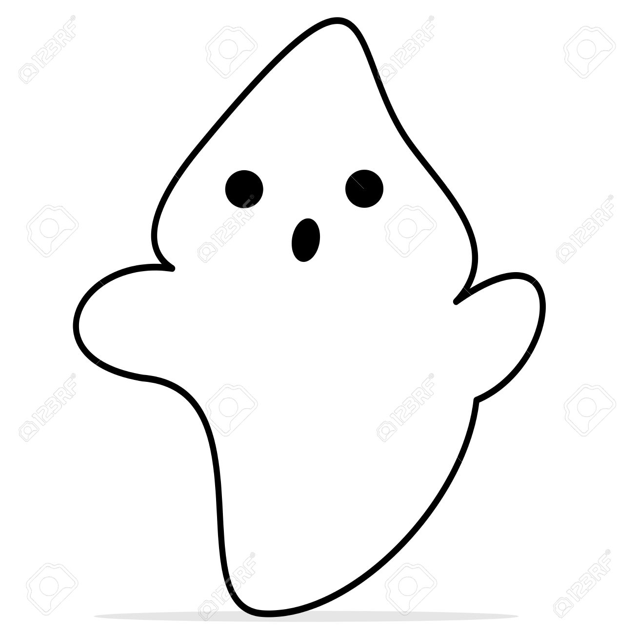 1265x1300 Black White Cartoon Ghost Funny Isolated On White Background
