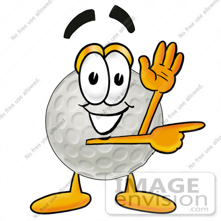 450x450 Clip Art Graphic Of A Golf Ball Cartoon Character Waving