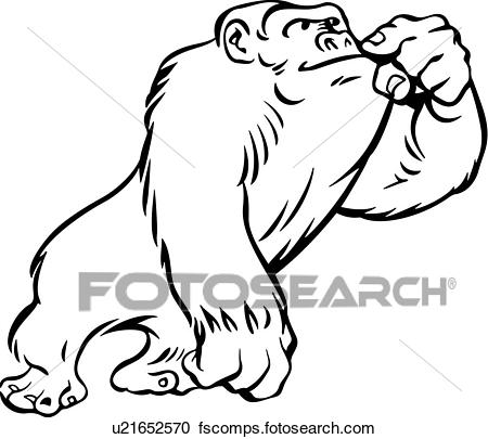 450x405 Clipart Of , Animal, Ape, Gorilla, Cartoons, U21652570