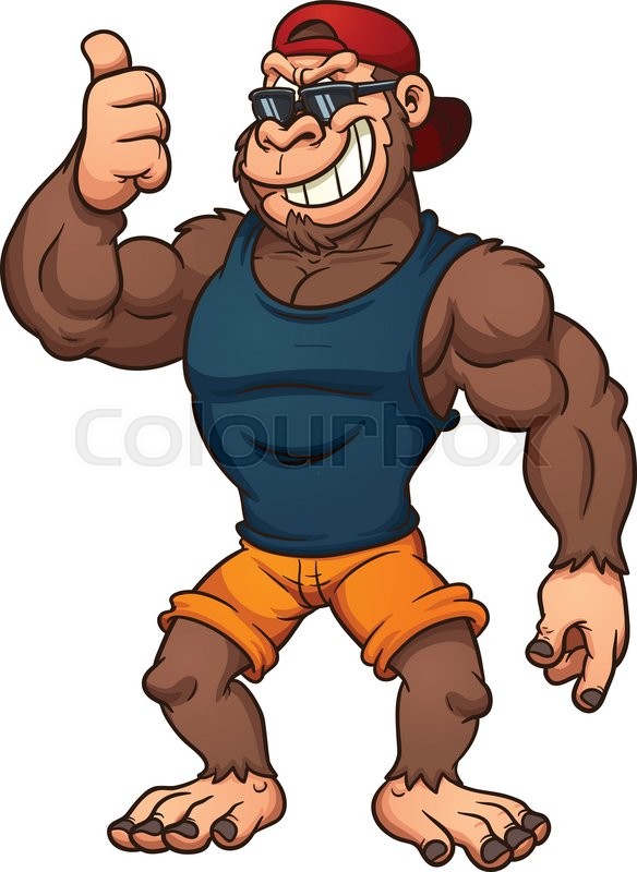 584x800 Cool Cartoon Gorilla With Thumbs Up. Vector Clip Art Illustration