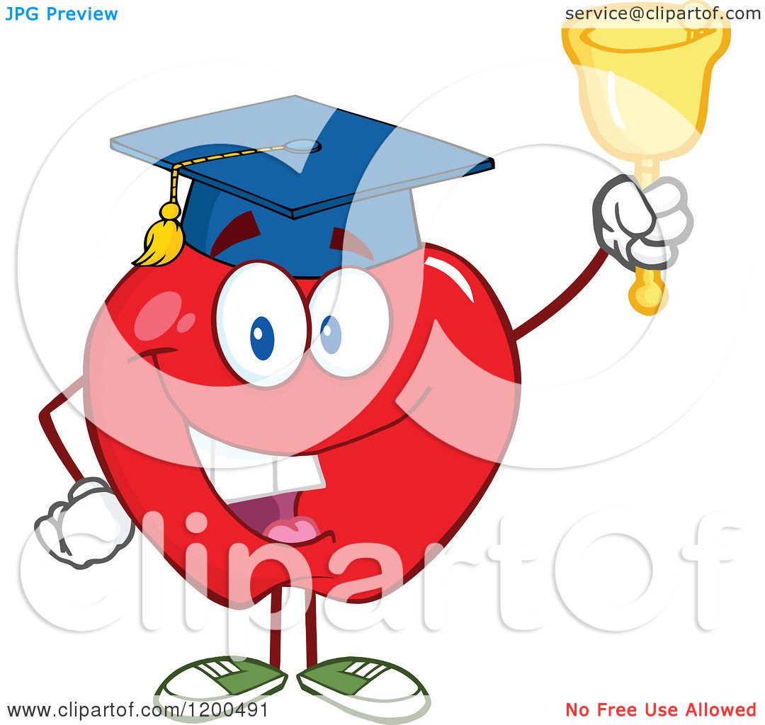 1080x1024 Cartoon Of A Happy Red Apple Wearing A Graduation Cap And Ringing