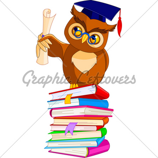 325x325 Cute Cartoon Owl With Eyeglasses And Graduation Cap On Bo Gl