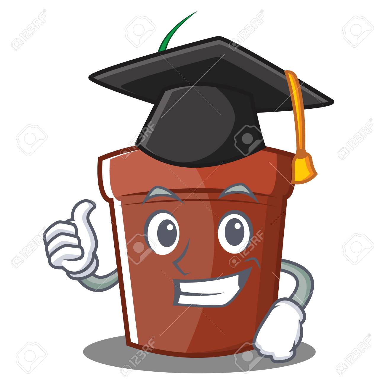 1300x1300 Graduation Flower Pot Character Cartoon Royalty Free Cliparts