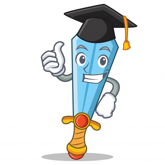 626x626 Graduation Sword Character Cartoon Vector Premium Download