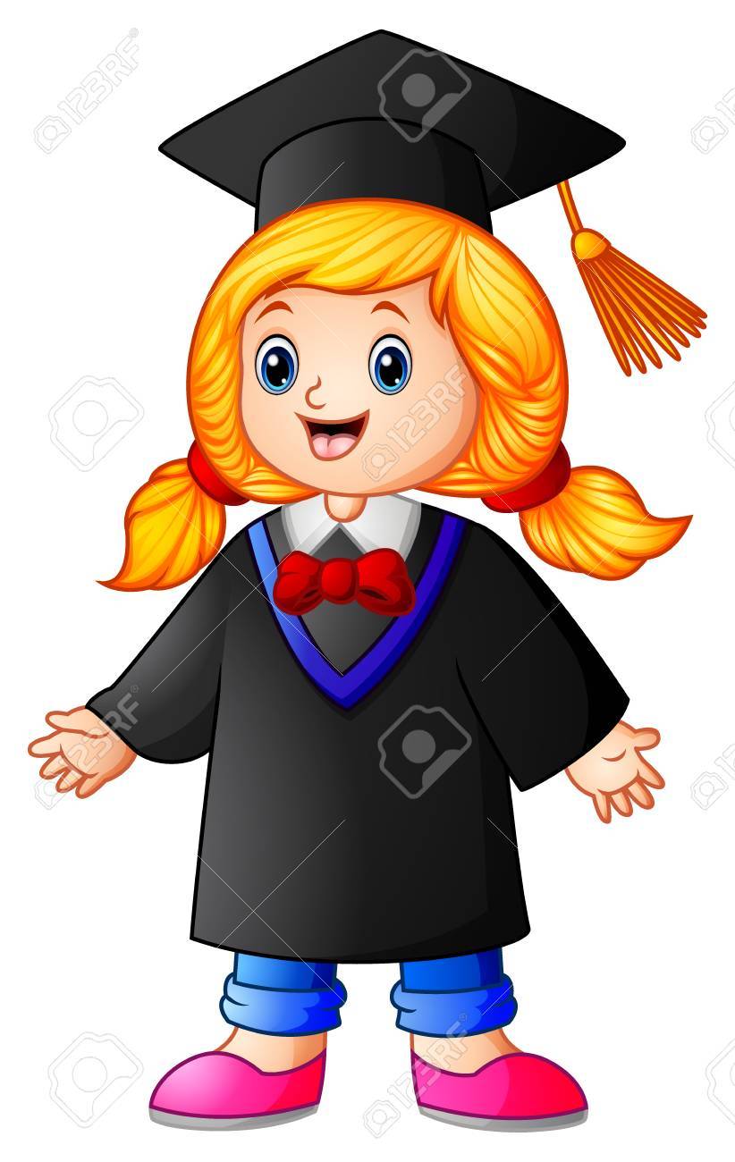 822x1300 Happy Graduation Girl Cartoon Stock Photo, Picture And Royalty