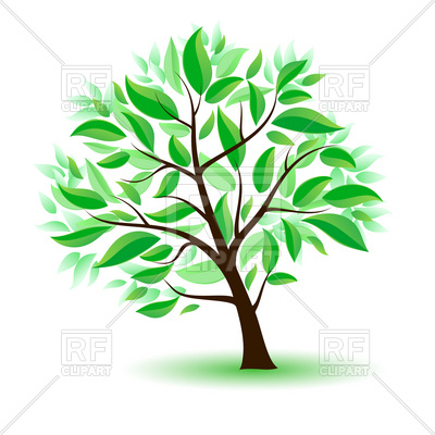 400x400 Cartoon Tree With Green Leaves Royalty Free Vector Clip Art Image