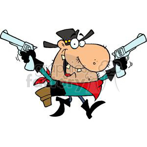 300x300 Royalty Free Outlaw Cowboy With A Gun In Each Hand 378912 Vector