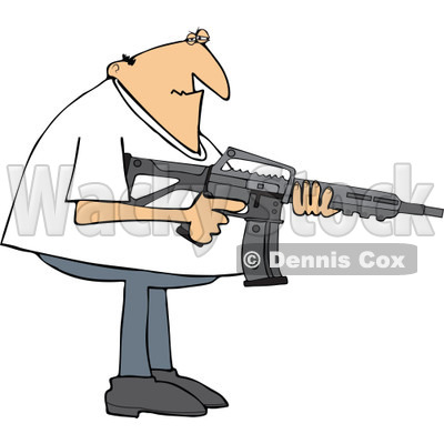 400x400 Of A Casual Man Holding A Semi Automatic Assault Rifle With A Clip