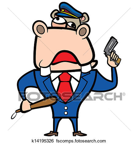 450x470 Clip Art Of Cartoon Hippo Police Officer With Gun K14195326