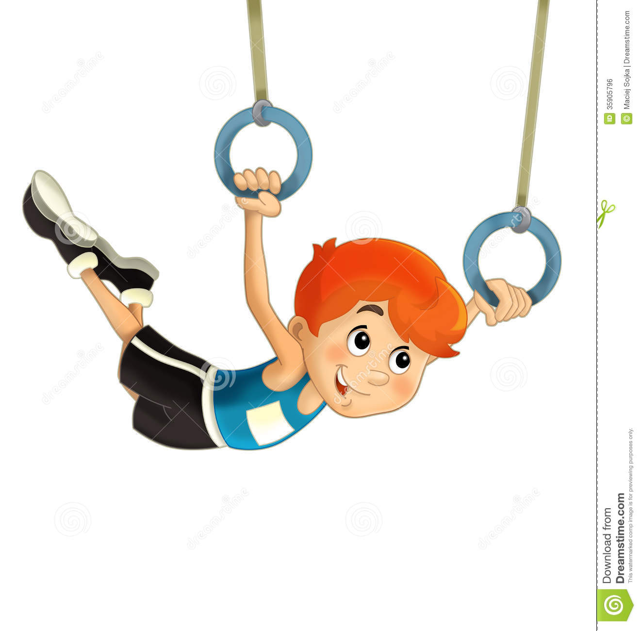 Висеть или весеть. Мультяшный гимнаст. Мультяшные гимнасты. Висеть на кольцах. Детские спортивные иллюстрации.
