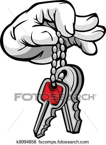 343x470 Clip Art Of Hand Holding Keys In Fingers K8994858