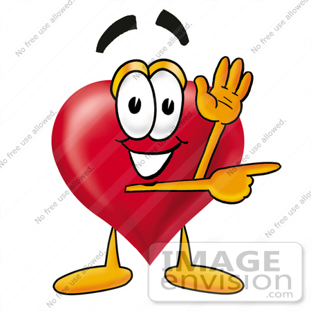 450x450 Clip Art Graphic Of A Red Love Heart Cartoon Character Waving
