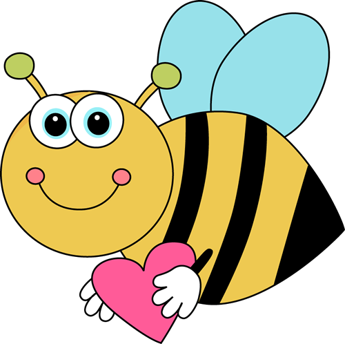500x498 Flying Cartoon Valentine Bee With Heart Clip Art