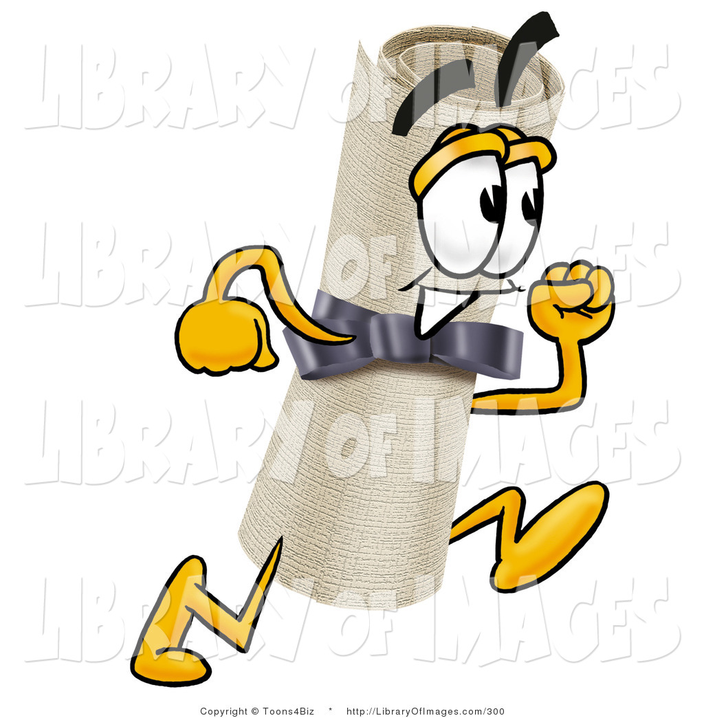 1024x1044 Clip Art Of A Friendly Diploma Mascot Cartoon Character Running By