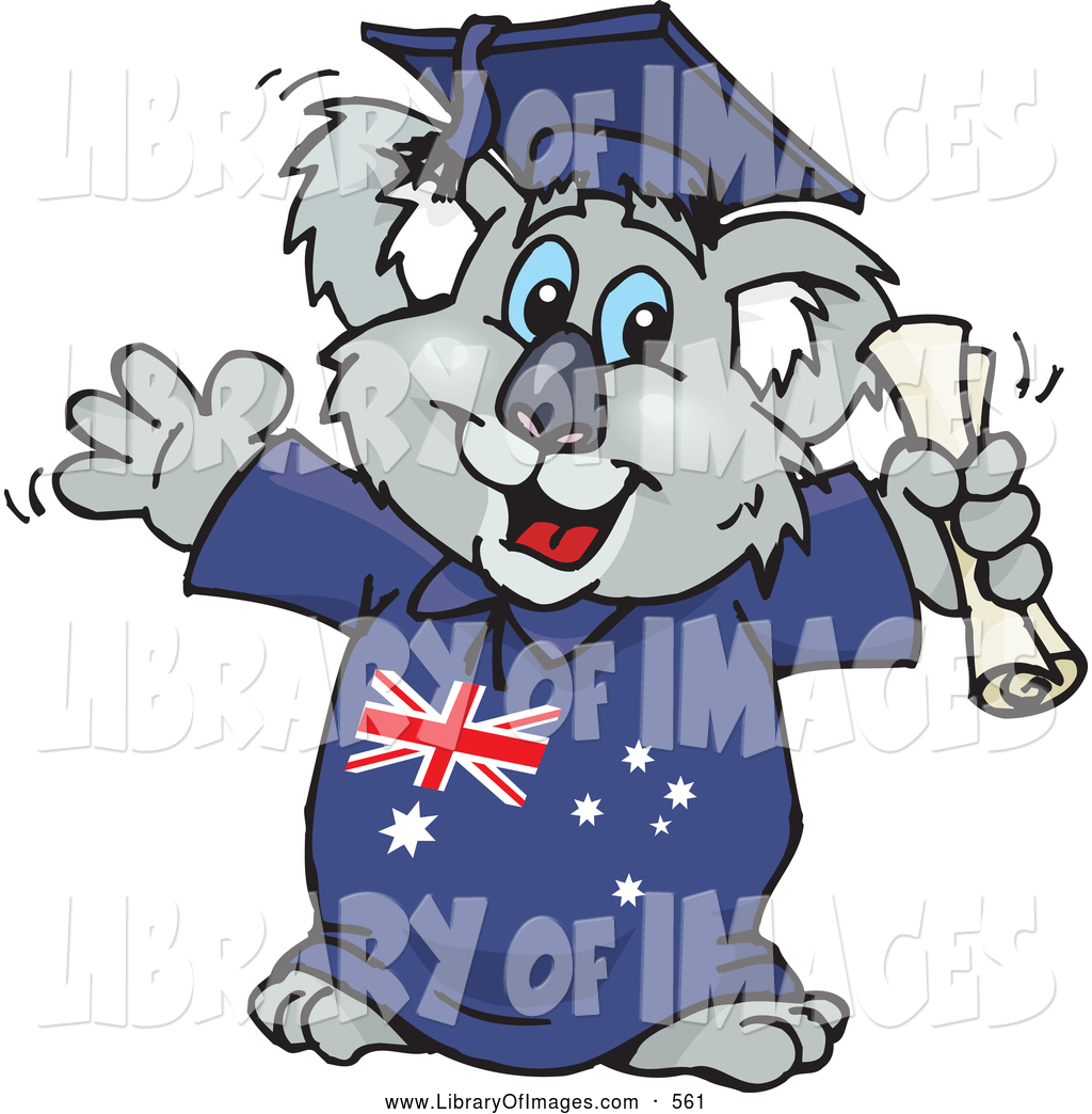 1024x1044 Clip Art Of A Happy Smart Graduating Koala In An Aussie Gown
