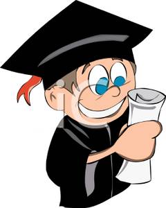 240x300 Colorful Cartoon Of A Graduate Holding His Diploma And Smiling