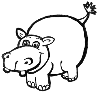 350x323 How To Draw Cartoon Hippos (Hippopotamus) With Easy Step By Step