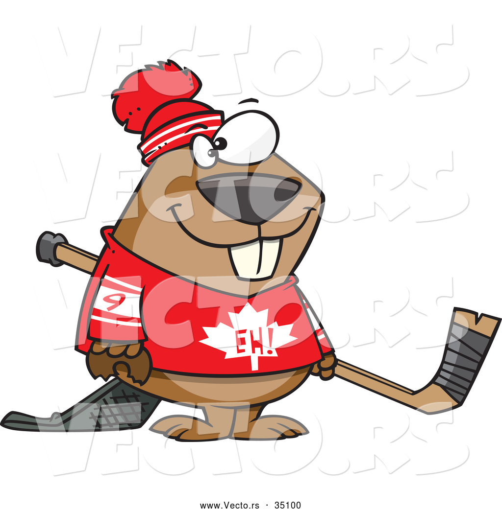 1024x1044 Vector Of A Smiling Cartoon Canadian Hockey Beaver By Toonaday
