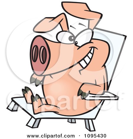 450x470 Clipart Of A Cartoon Happy Pig Holding Up A Pie