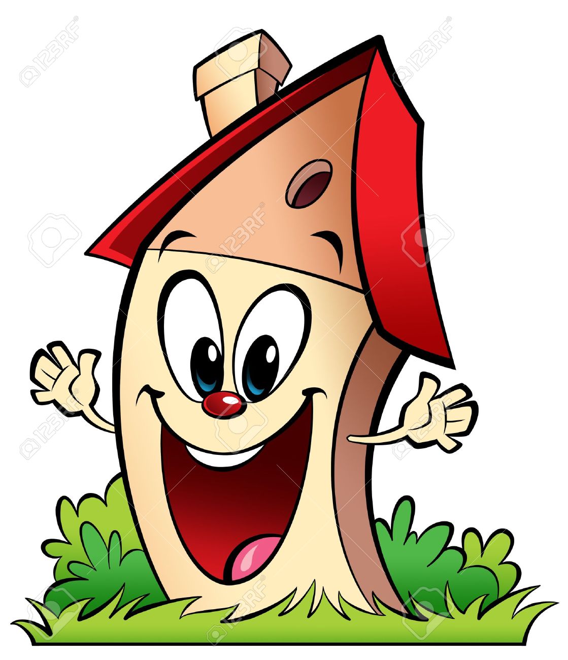 1119x1300 A Happy Cartoon Home With Garden, Making A Gesture Spreading