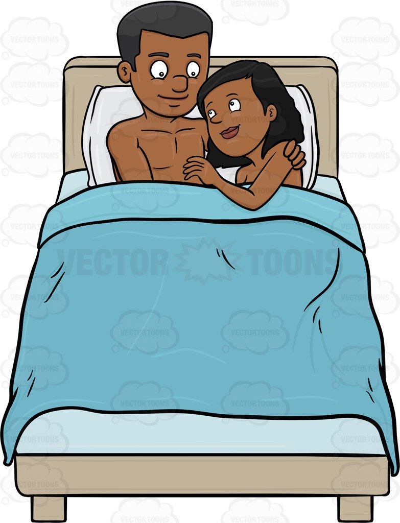 783x1024 A Black Couple Spending Great Time In Bed Together Cartoon Clipart