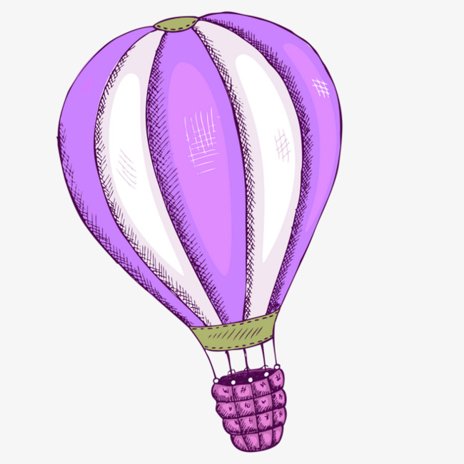 650x651 Purple Cartoon Hot Air Balloon Decorative Pattern, Purple, Cartoon