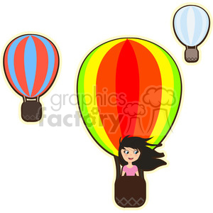 300x300 Royalty Free Hot Air Balloon Girl Cartoon Character Vector Image