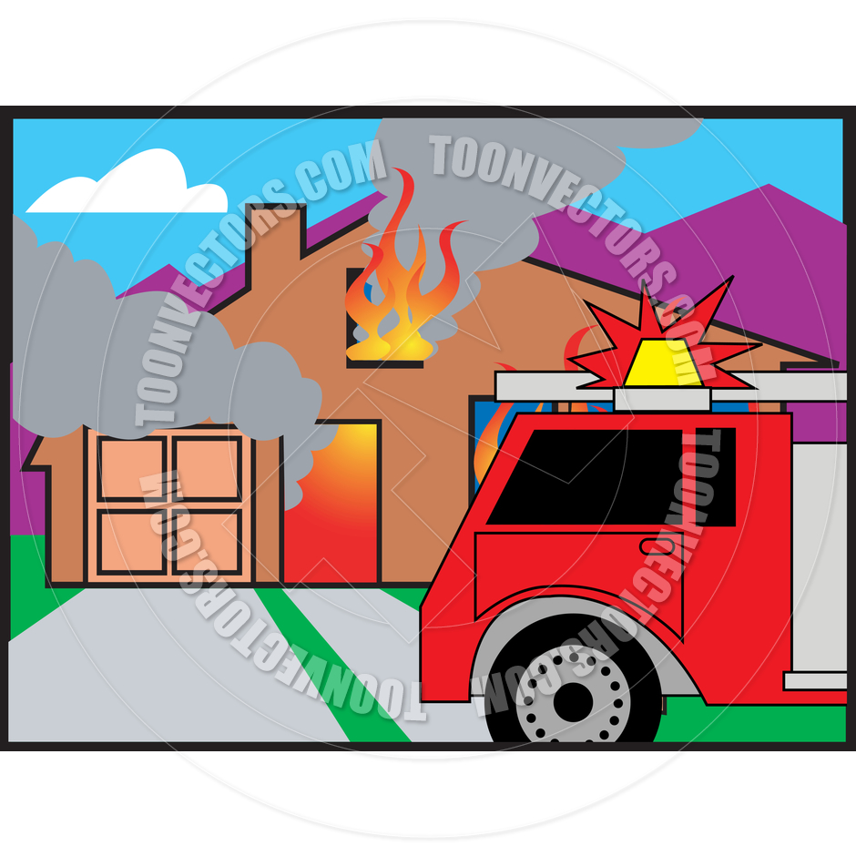 940x940 Cartoon House Fire Vector Illustration By Clip Art Guy Toon